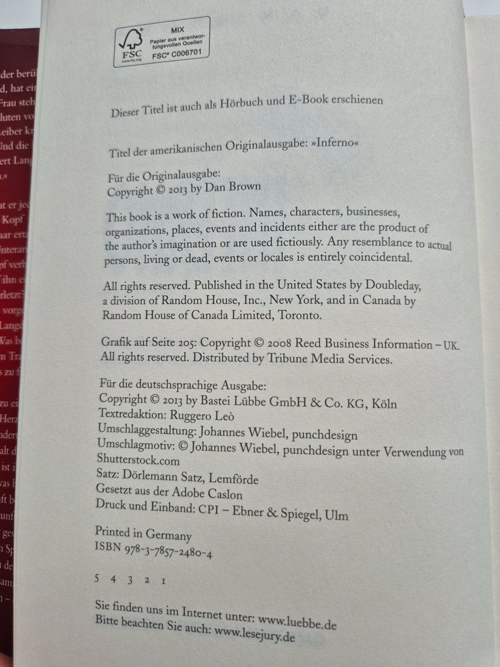 Bücher: INFERNO   -   Dan Brown                Thriller – Gebraucht aus Niederweningen von Obson 2