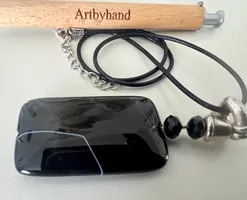 XL 8.5cm Onyx Anhänger 925 Silber – massiv & markant Unikat