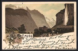 Litho Lauterbrunnen, Ortspartie mit Stra