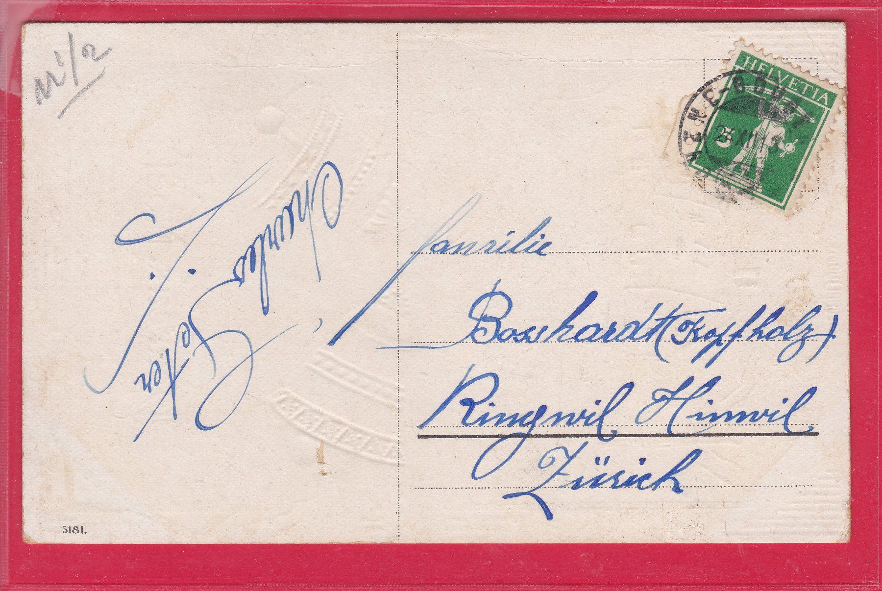 Ansichtskarten: HEUREUX NOEL, 24.12.1913 – Gebraucht aus Oberrieden von Gebirgsstelze 1