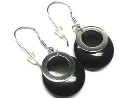 Ohrringe Ohrhänger Silber 925 / Onyx-Imitat