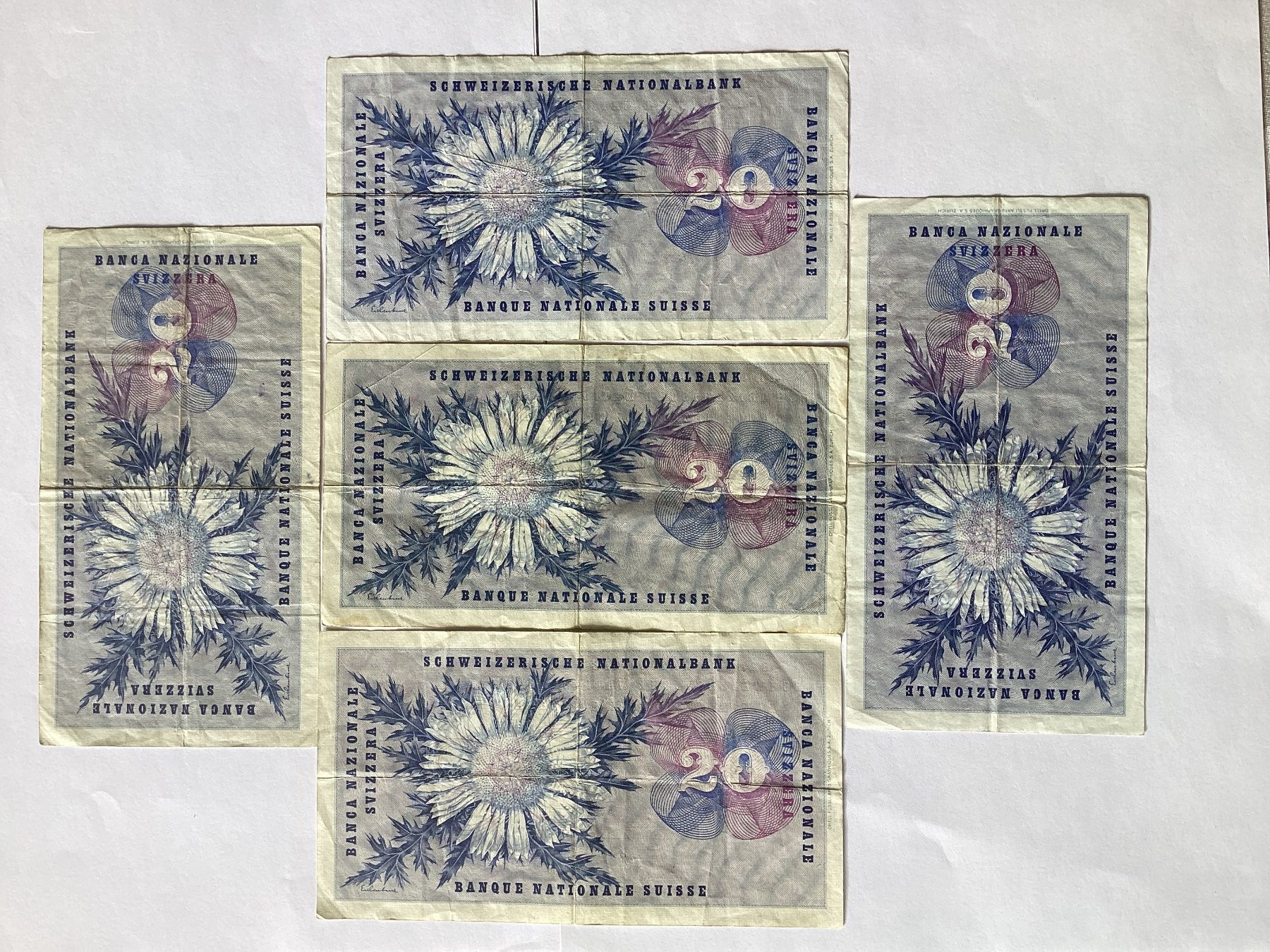 Banconote: 5  Schweizer 20 Franken-Banknoten – Usato da Buchs SG venduto da Racesnail 1