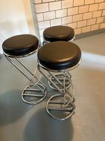 3 bequeme Barhocker aus Chrom & Kunstleder (Sitzhöhe 78 cm)