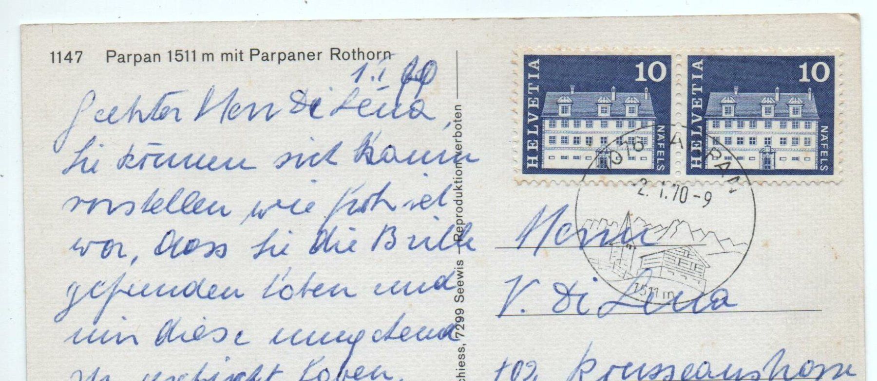 Cartes postales: PARPAN mit Parpaner Rothorn – D'occasion à Jona par philajona 1