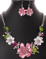 Halskette Hals Kette Collier Strass Steine Kristall Blume