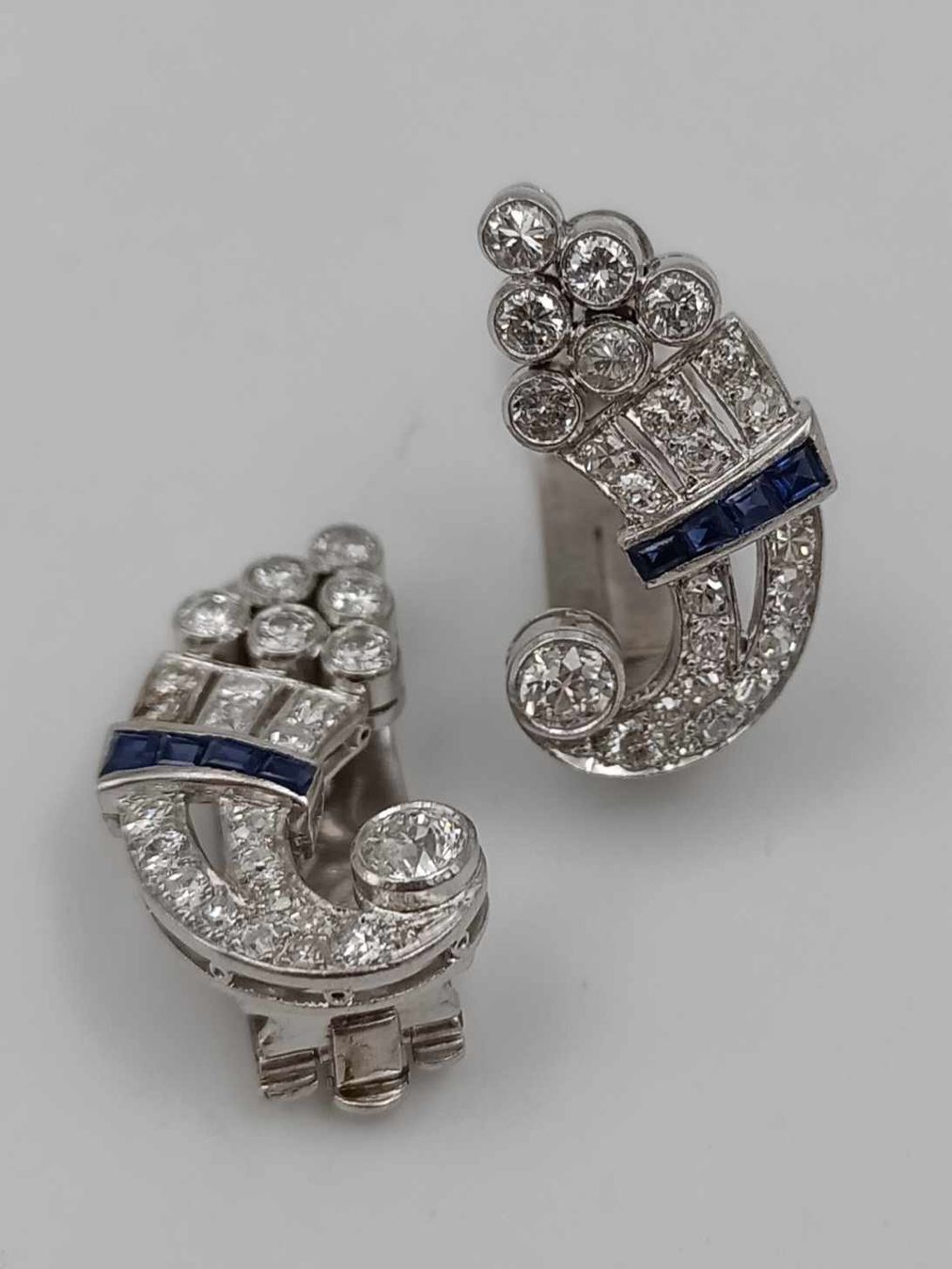 Ohrringe & -stecker: DIAMANT SAPHIR OHRSCHMUCK IN 950 PLATIN – Gebraucht aus Luzern von EdiGem