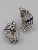 DIAMANT SAPHIR OHRSCHMUCK IN 950 PLATIN