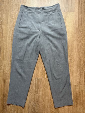 Pantalon gris clair taille haute Zara, t.M/38