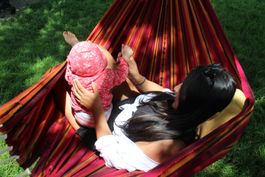 Fabric Hammock for 2 Pers. XL - Handwoven - Shades of Green