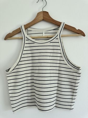 Damen Top gestreift weiss/blau Grösse M