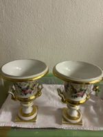 Vasen 2er Set weiss goldfarben floral mit Henkeln