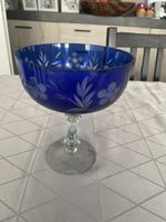Blau Glasschale, Blumendesign, Vintage ab 10.-