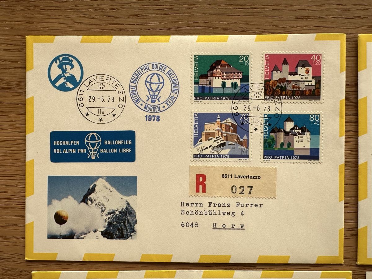 Alle Briefmarken: Schweiz - 5x Ballonflug – Gebraucht aus Schmitten / FR von Samsara169 1