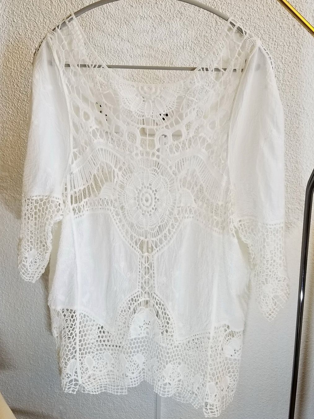 Camicette: Bluse Weiss mit Spitzen-Stoff Mix – Nuovo (secondo la descrizione) da Schwerzenbach venduto da vimo-18 2