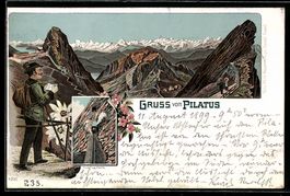 Litho Pilatus, Gesamtansicht von den Ber