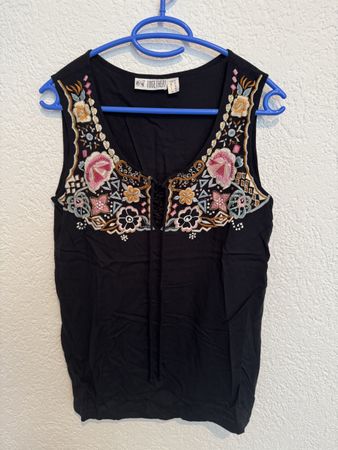 TOGETHER Vintage Top Shirt Stickerei bunt gold Gr. 36 / S