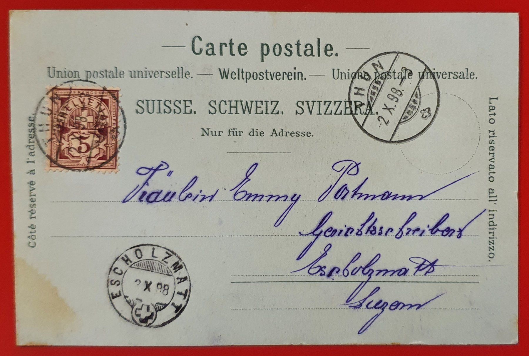 Cartoline postali: Gruss aus Thun 1898 – Usato da Kreuzlingen venduto da Rschweiz1 1