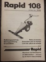 Rapid 108 Motormäher Bedienung und Ersatzteilliste