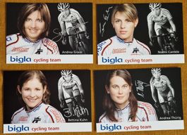 Radsport Team Bigla 4 original signierte Autogrammkarten