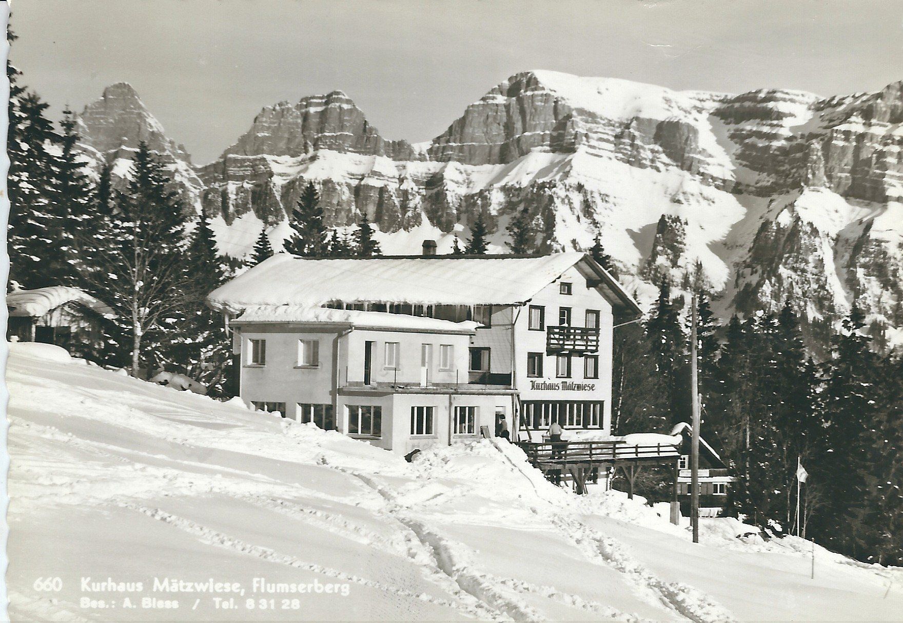 Cartoline postali: Flums - Flumserberg, ehem. Kurhaus Mätzwiese – Usato da Flums venduto da Guscha1