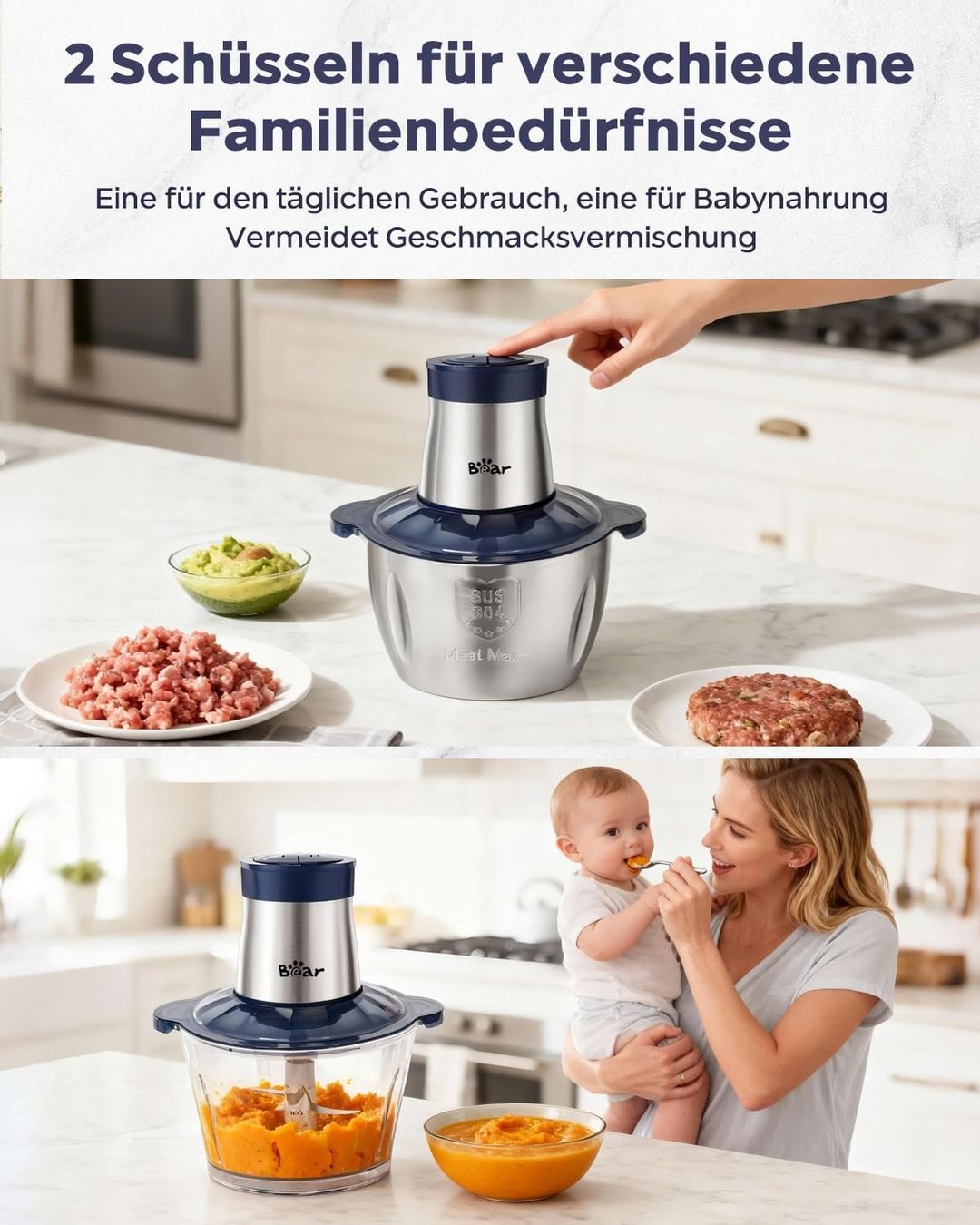 Elettrodomestici da cucina: Elektrischer Fleischzerkleinerer mit Glasbehälter – Nuovo e nell'imballaggio originale da Herisau venduto da Senn24 2