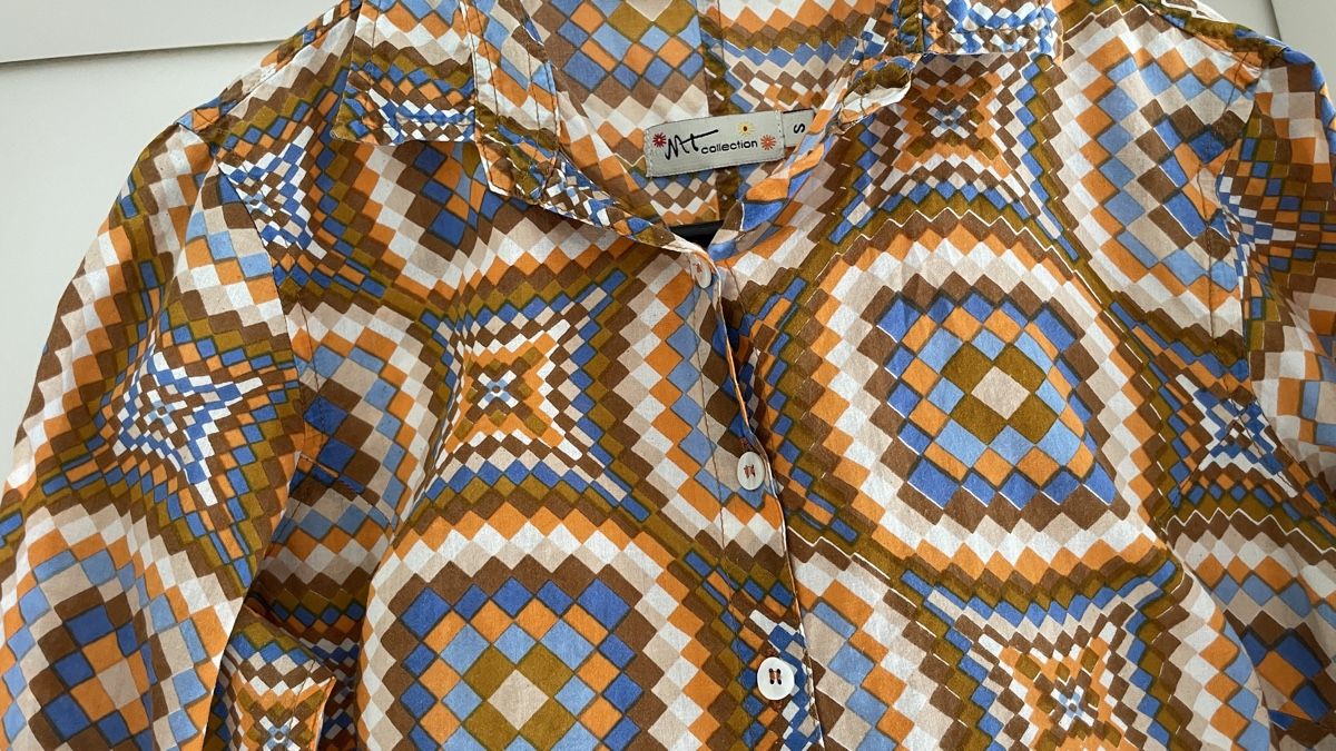 Camicette: Hippie / 70s / Retro / Vintage Bluse bunt gemustert – Usato da Bettingen venduto da Majvi 1