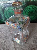 Vintage, Bjou Glasflasche mit handbemaltem Blumenmuster