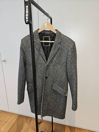 Herren Winter-Wollmantel grau meliert, Gr. M