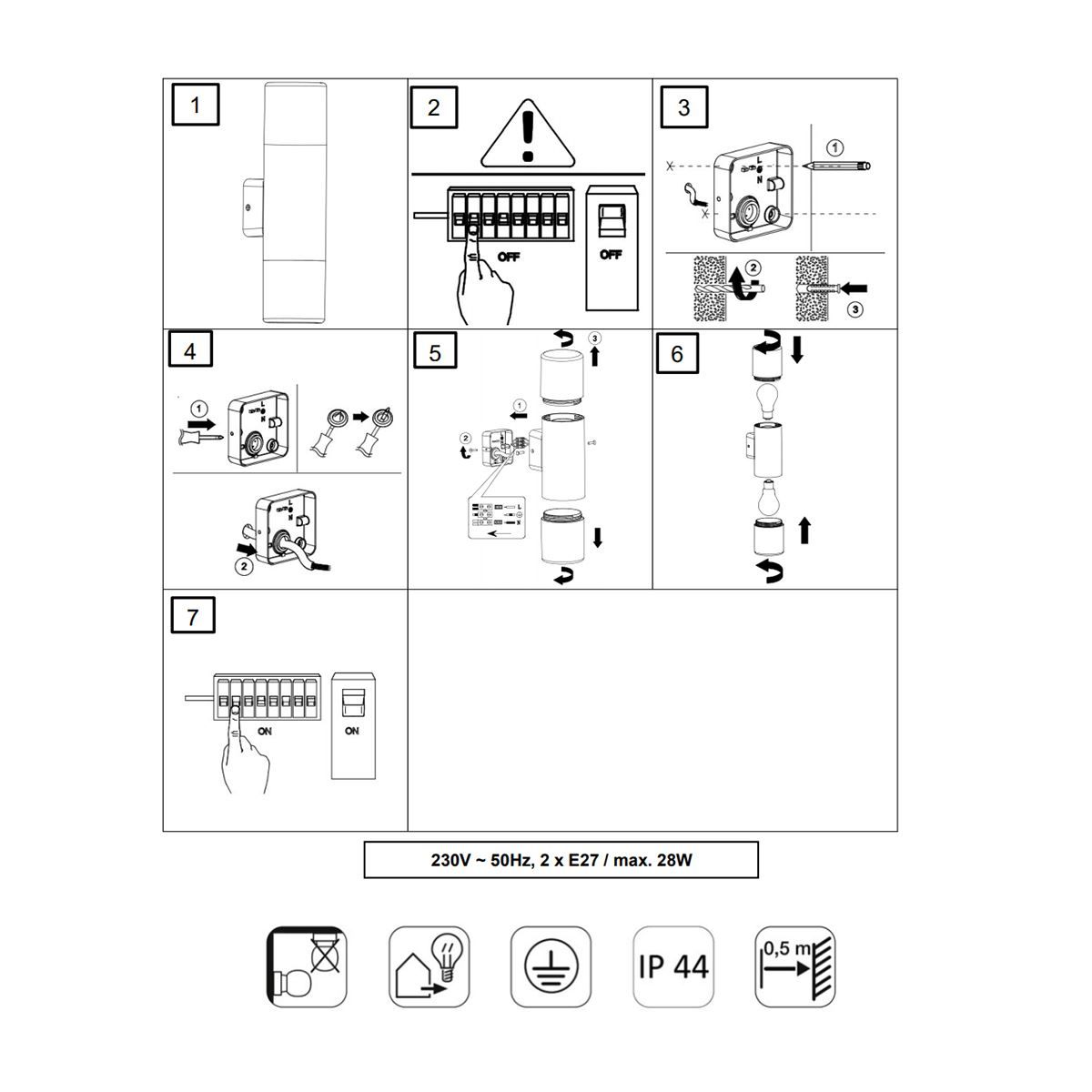 Lampade: Aussen Wandleuchte, IP44, 33 cm Höhe – Nuovo (secondo la descrizione) da Kreuzlingen venduto da Smart-Light 1