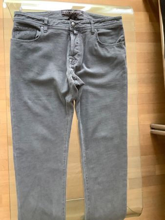 Jakob Cohen Hose, grau meliert, weicher Stoff, XL 38