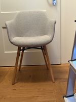 Sessel Stoff grau Holzbeine guter Zustand