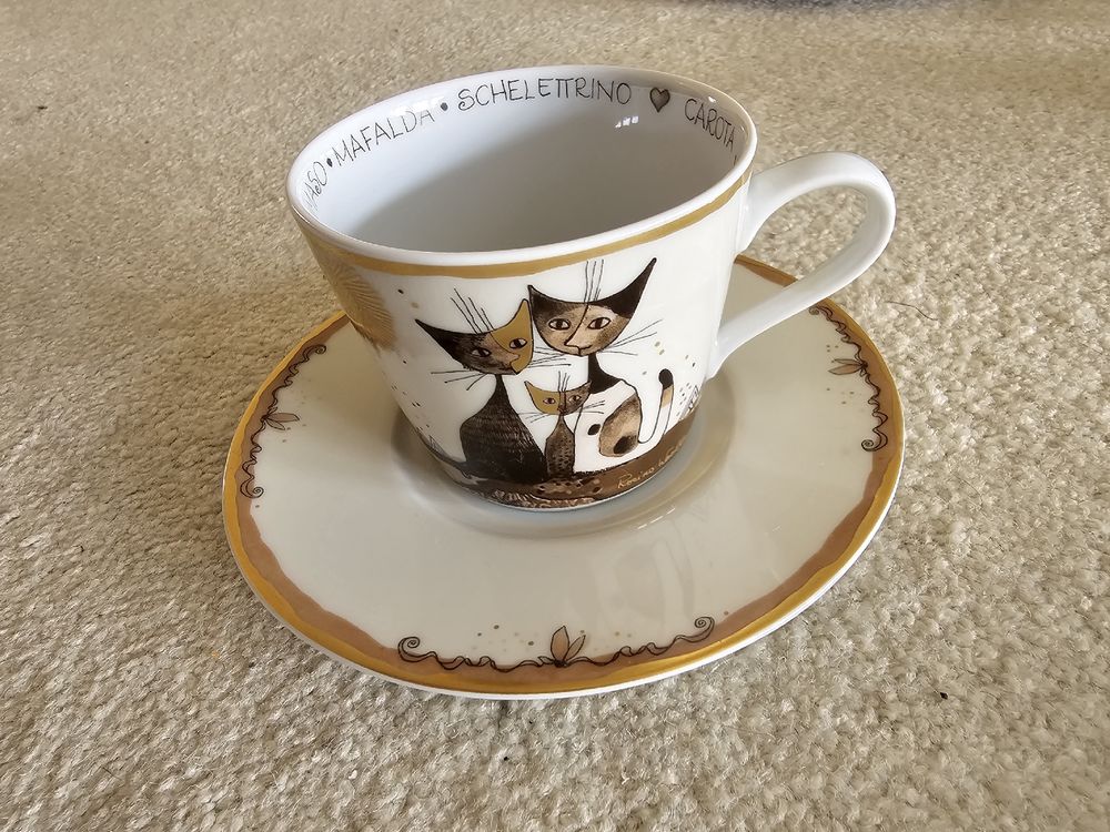 Tasse + Soucoupe Rosina Wachtmeister 'L'Histoire De Amica' - Porcelaine Multicolore, Occasion Comme Neuve