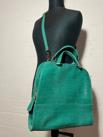 Coole Sisley Handtasche / Hängetasche in Kroko Optik, Grün