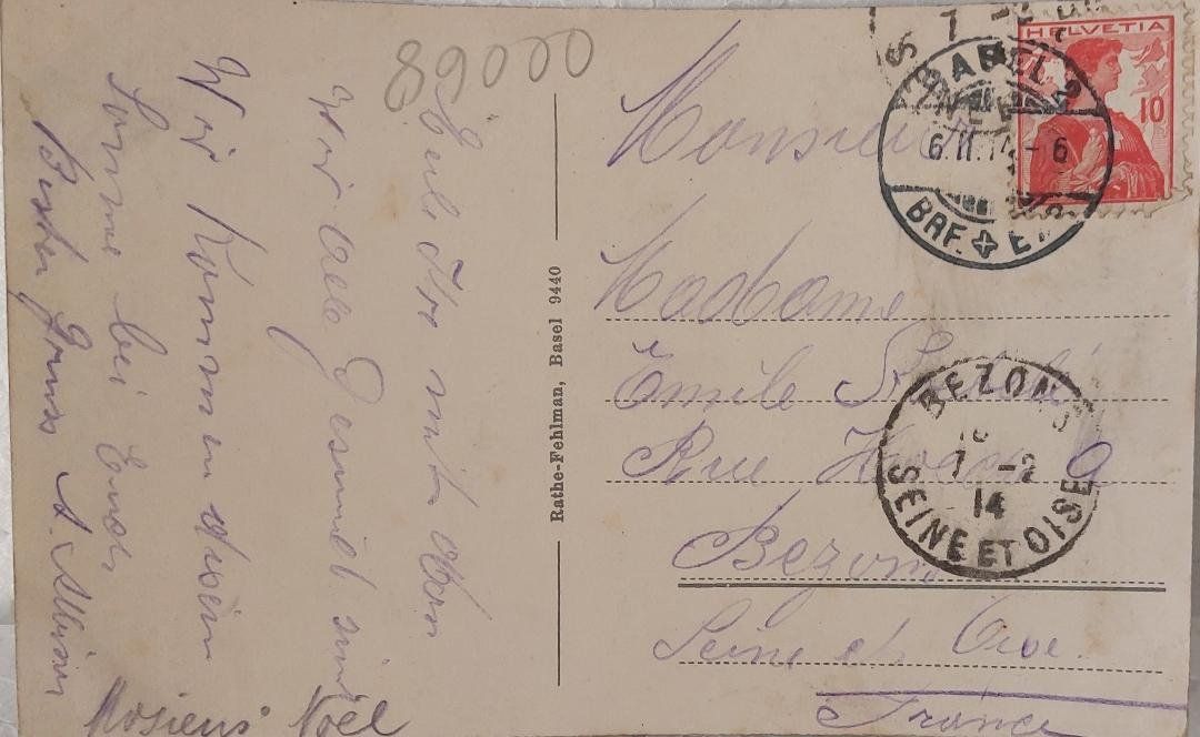 Cartoline postali: BASEL - Wettsteinbrücke mit Münster - 1914 – Usato da Delémont venduto da Domdom1 1
