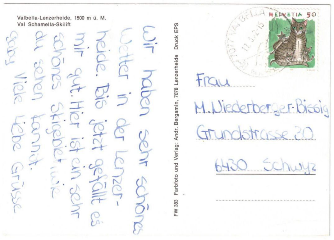 Cartoline postali: Lenzerheide - Skilift Val Schamella – Usato da Binningen venduto da Mountainrider 1