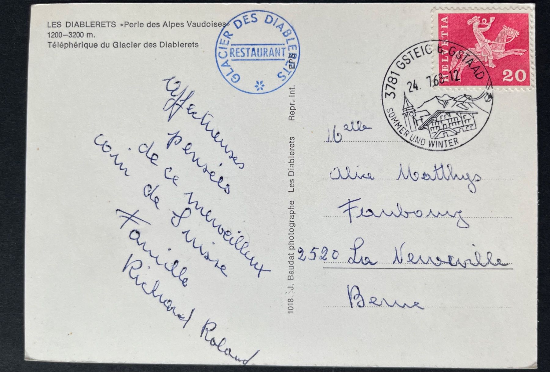 Ansichtskarten: Teleferique du Glacier de Diablerets, ca 1970 – Gebraucht aus Ostermundigen von DaxKarten-75 1