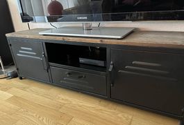 TV-Möbel schwarz mit Holzoptik  120 cm