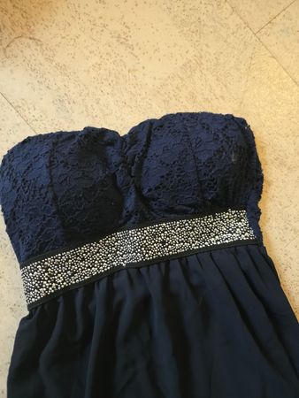 Elegantes Trägerloses Sommerkleid Gr. S/M Dunkelblau