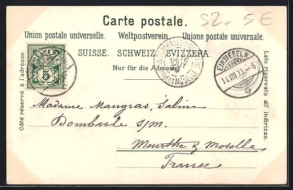 Cartoline postali: Litho Einsiedeln, Ortsansicht mit Kloste – Usato da Berlin venduto da bartko-reher 1