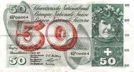 Alte 50 Franken Banknote «Fünfte Banknotenserie (1956)»