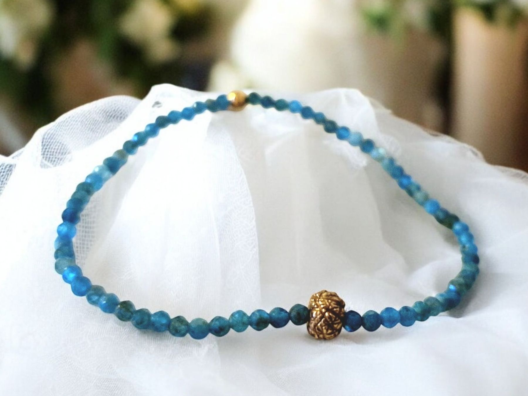 Bracciali & Braccialetti: Zartes Armband Apatit & Goldbronze – Nuovo e nell'imballaggio originale da Aarau venduto da Schmuckhoehle_MD