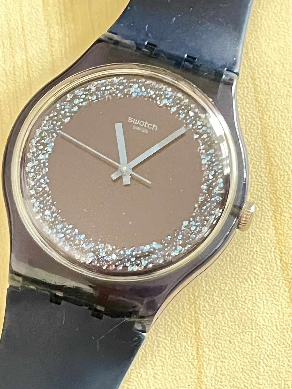 Swatch Orologi: Swatch Damenuhr, dunkelblau mit Glitzer – Usato da Grenchen venduto da chththl 8
