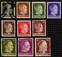 Ukraine 1941-1943 Kopfbild Serie Aufdruck 1-60 Rpf Lot 10V G