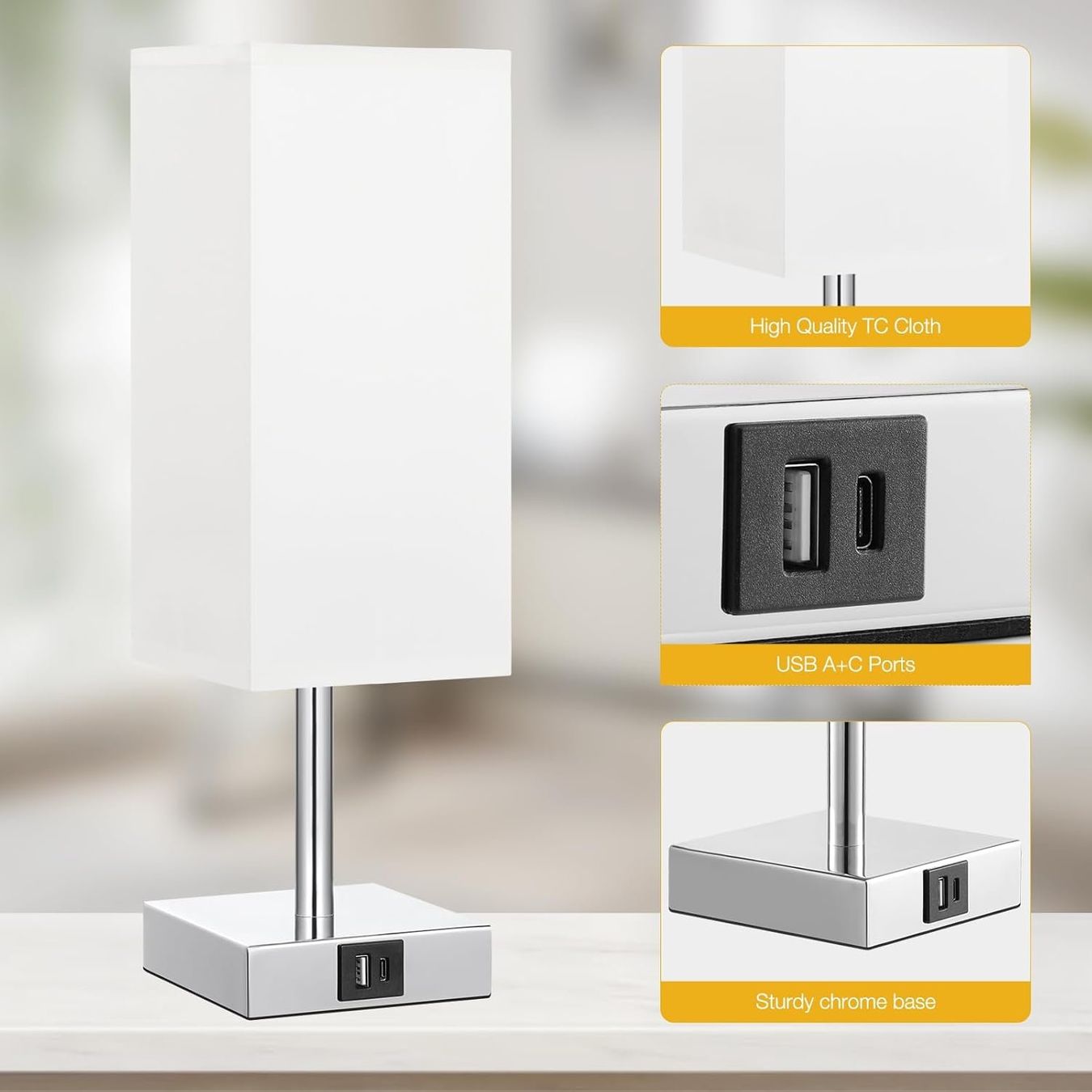 Lampade: Nachttischlampe Touch Dimmbar mit USB A+Typ-C-Anschlüssen – Nuovo e nell'imballaggio originale da Nuglar venduto da SaleRitter 3