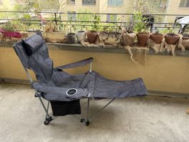 Camping-/Gartenstuhl mit Fussstütze – wie neu