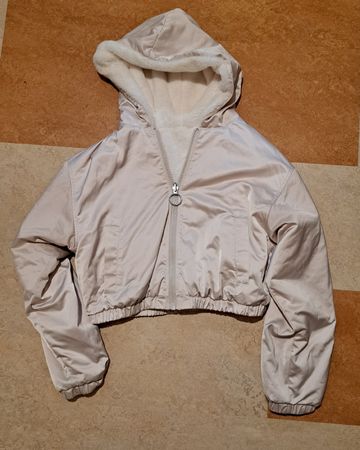 Wendejacke Damen, weiss mit Kunstfell Kapuze, guter Zustand