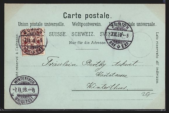 Cartes postales: Lithographie Zürich, Totale mit Kirche – D'occasion à Berlin par bartko-reher 1