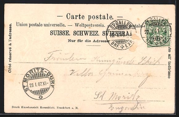 Cartoline postali: Passepartout-Lithographie St. Gallen, Po – Usato da Berlin venduto da bartko-reher 1