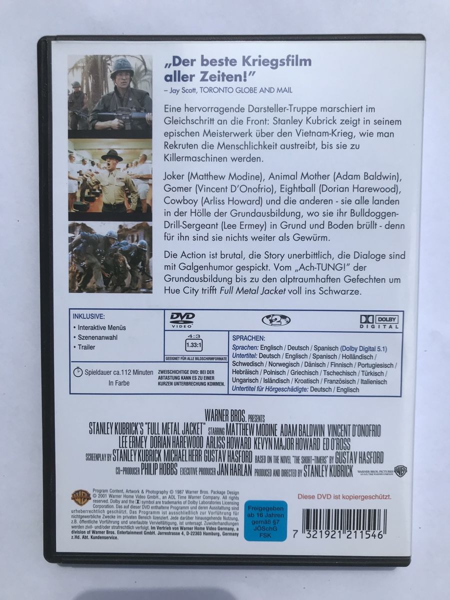 Tutti i DVDs: Full Metal Jacket - DVD - Stanley Kubrick Collection! – Usato da Langenthal venduto da J_L49 1
