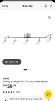 IKEA TIDIG Deckenleuchte 5 Spots, Nickel / Weiss, 133 cm